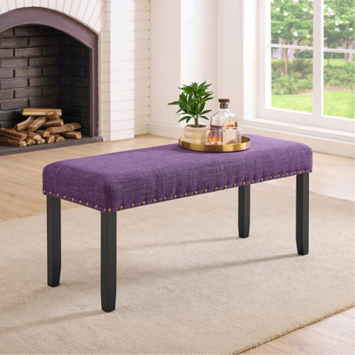 Fabric Dining Bench With Nailhead Trim, Purple