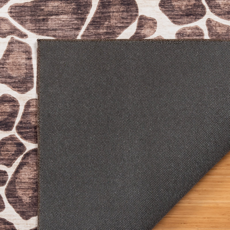 Rayna Gavin Brown Ivory Modern Giraffe Animal Print Indoor Area Rug, Flat Pile for Living Room & Bedroom - Gavin