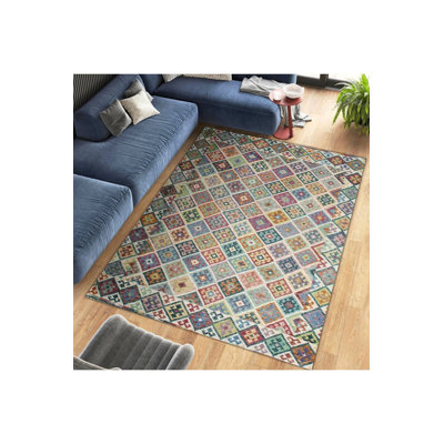 Tapis décoratif moderne multicolore lavable à la machine