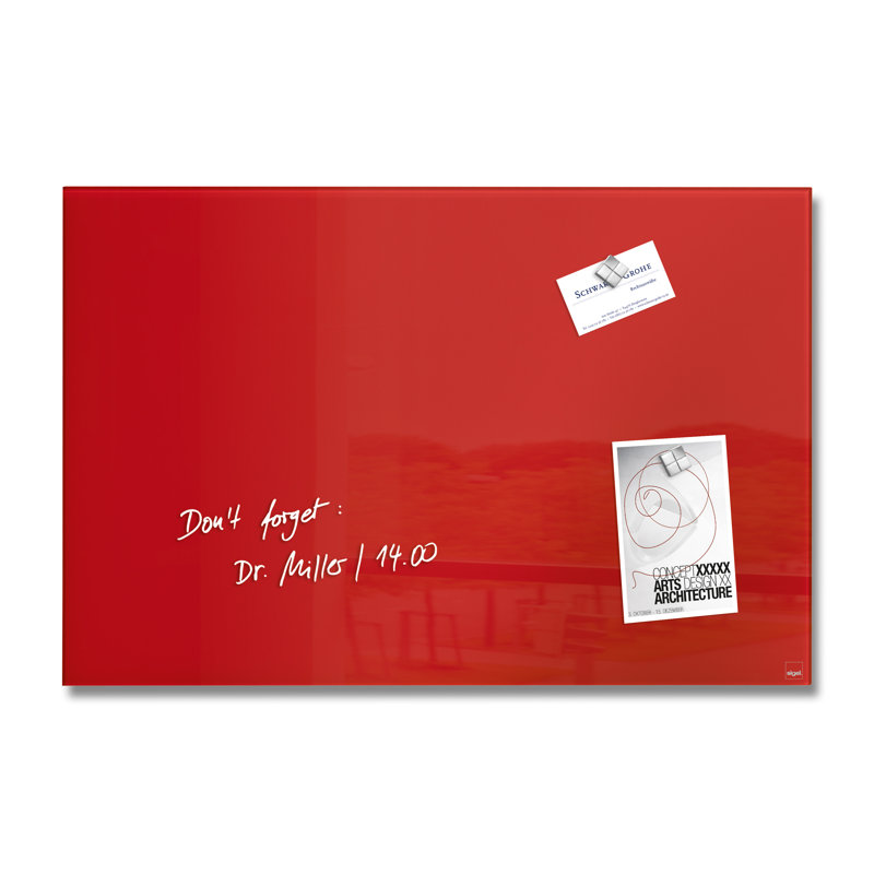 Artverum Wall Mounted Glass Board, 40cm H x 60cm W x 60cm L, Red