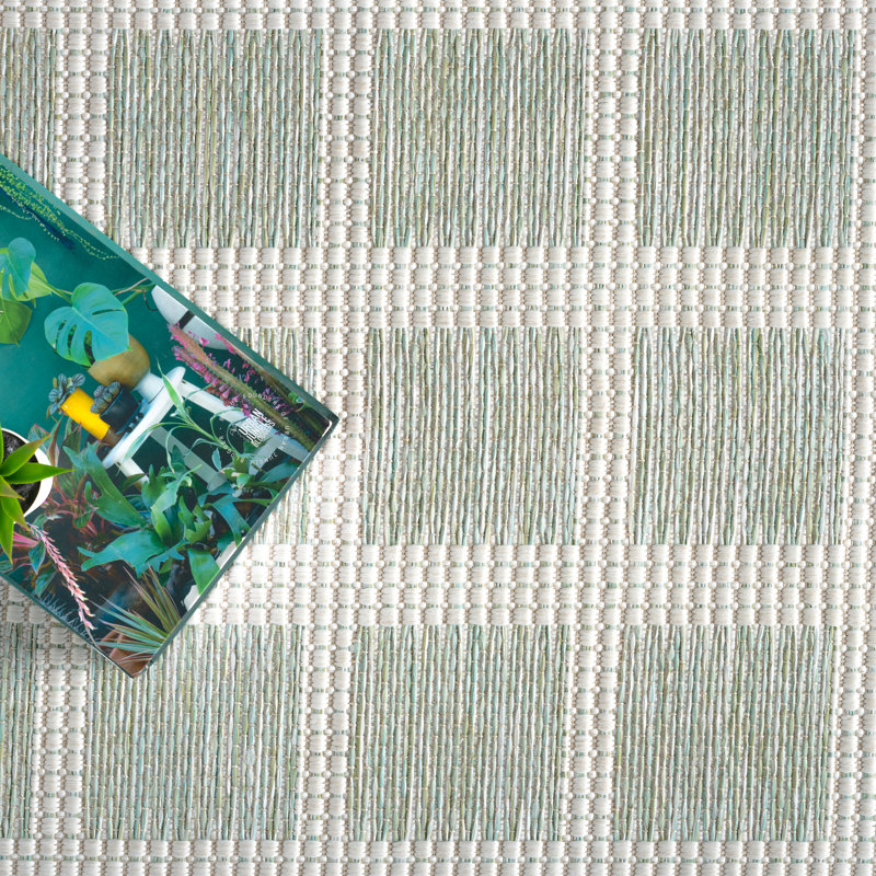 Abani OCE100B Gridscape Green Indoor/Outdoor Area Rug, Rectangle 5'3" x 7'6"