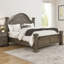 Grand lit Akia, bois massif gris, poteaux de roseau classiques, moulures-117559542-117559540