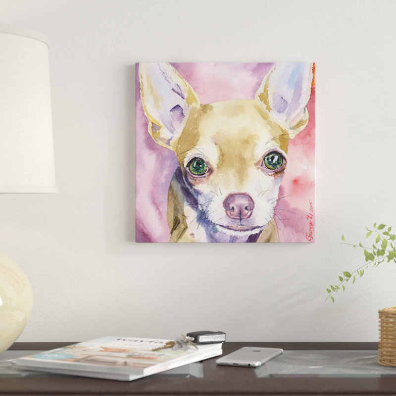 «Chihuahua», reproduction sur toile, H 12 po x l 12 po x P 0,75 po, Toile tendue, Pas de tapis