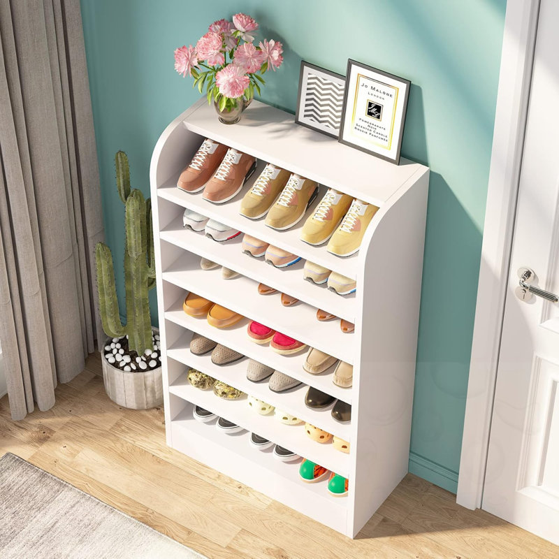 Range-chaussures haut en bois à 8 niveaux