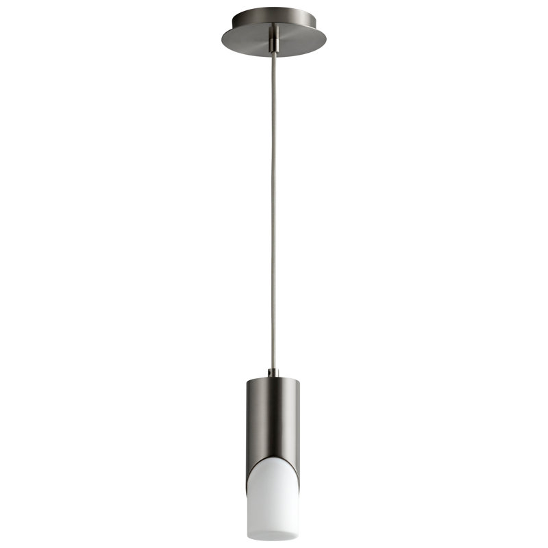 Luminaire suspendu cylindrique à 1 lumière DEL Gator, H 129,25 po x l 5,88 po x P 5,88 po, Nickel satiné