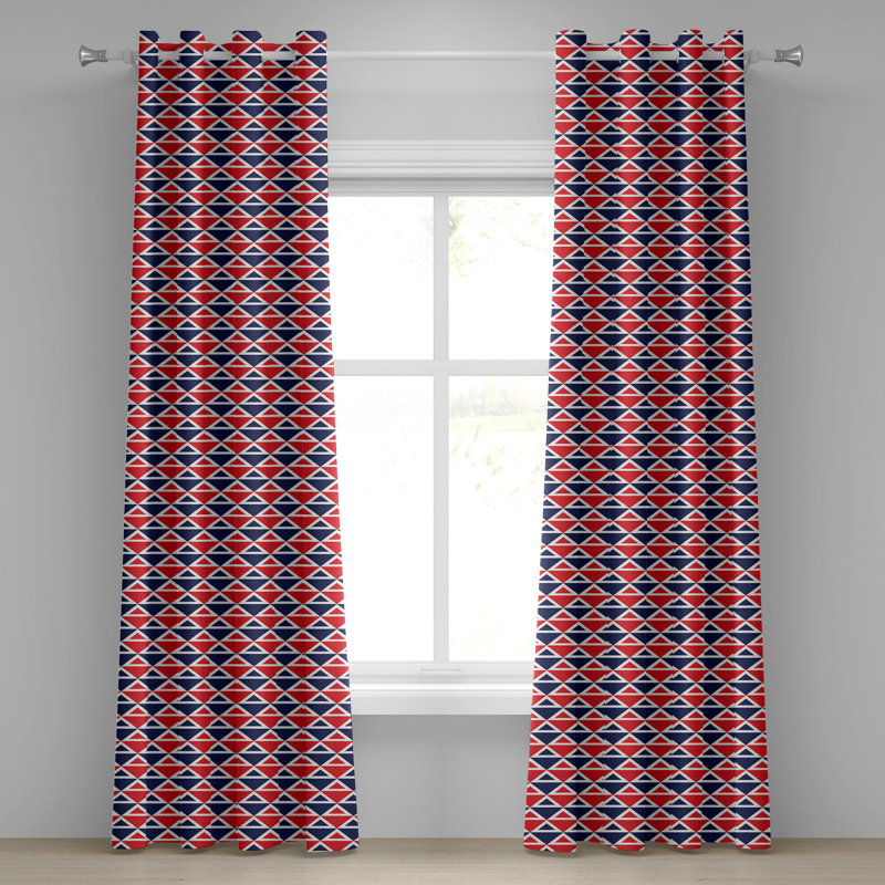 Rideaux décoratifs pour fenêtre à 2 panneaux Union Rustic Americana, 50 po x 54 po, rouge, bleu foncé, blanc