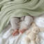 Couverture vert sauge de qualité supérieure, mélange de coton et de bambou, décoration intérieure confortable