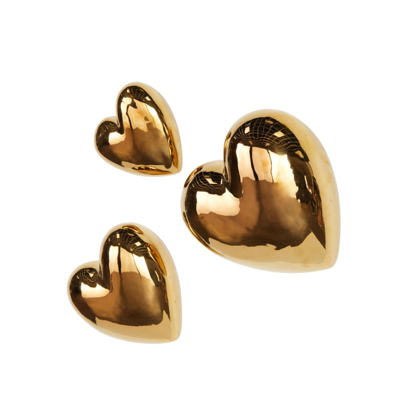 Cole And Grey Ceramic Slanted Heart Wall Decor With Varying Sizes