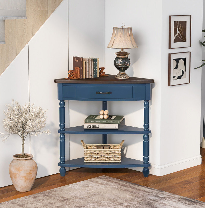 Alcott Hill 33.8 Inches Small Triangle Corner Table, Wood Corner Side ...