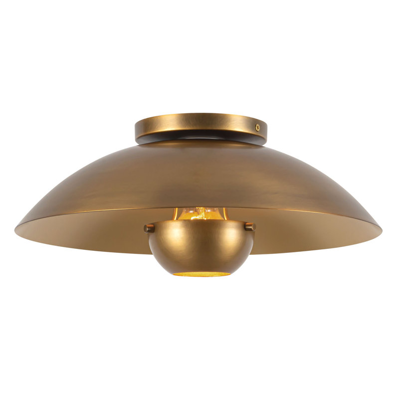 Umbra 14-in Black Semi-Flush Mount, Antique Brass, Steel