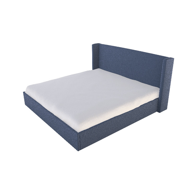 Chloe Upholstered Wingback Bed, Off The Press Indigo, Twin
