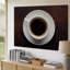 Toile vue de haut en bas d'une tasse d'art murale simple et élégante remplie de café brun foncé avec des bulles subtiles sur toile-207401972