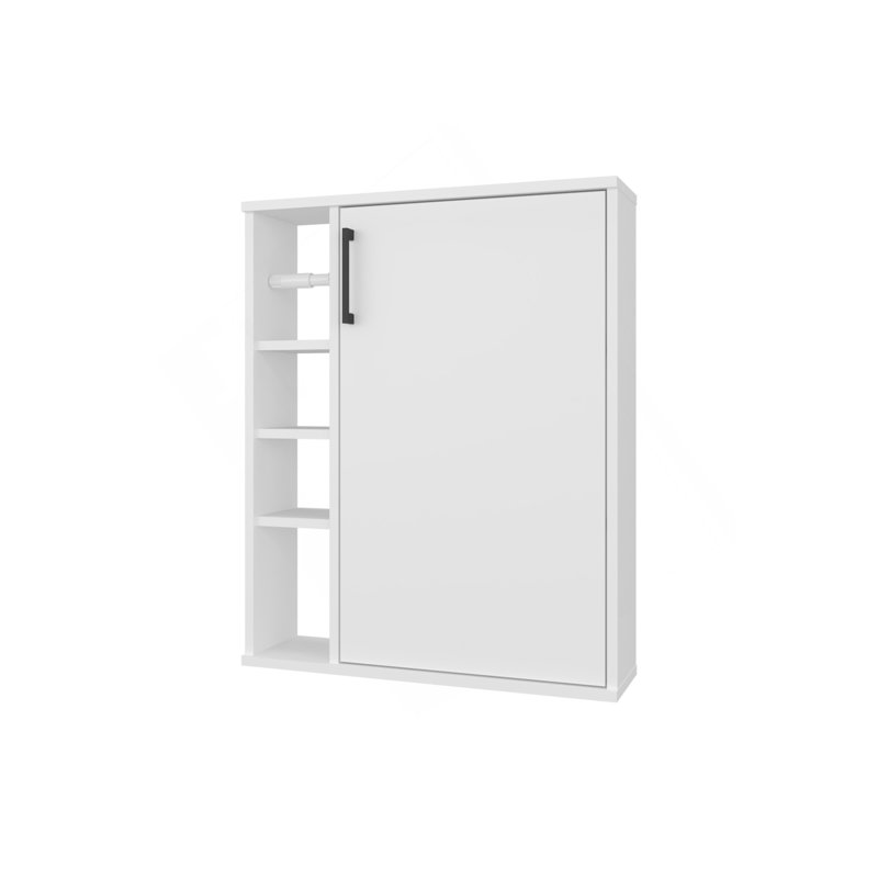 Yoder, Bathroom Cabinet, 4 Open Shelves, 1 Door, White