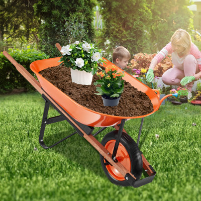 Wheelbarrow Cart One Wheel Garden Dump Cart 265 lbs Yard Utility Cart