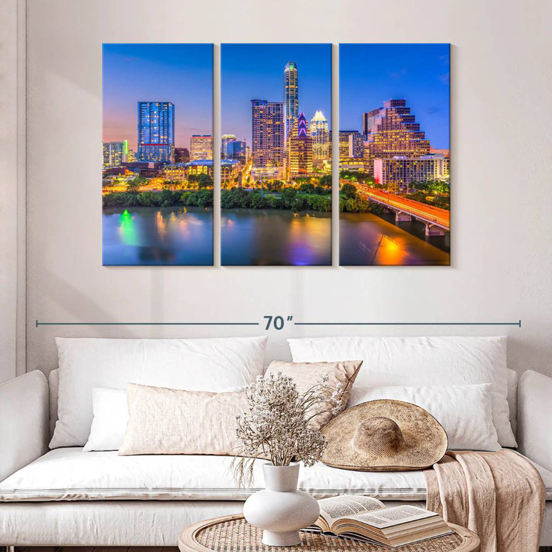 Sireci Austin Texas At Dusk, 32" H x 50" W
