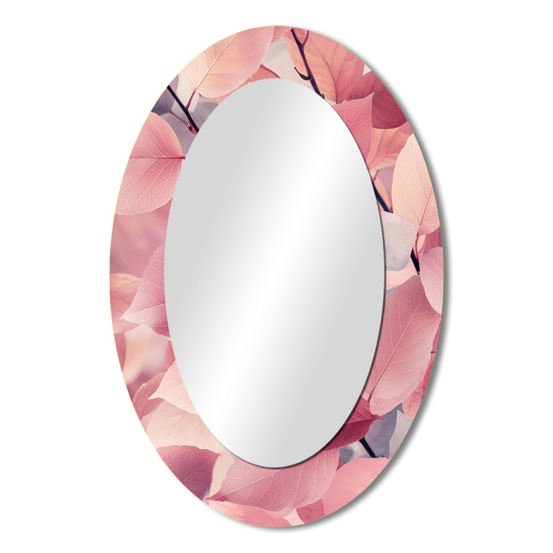 Décoration murale rose avec miroir ombres roses parmi les feuilles I, 36 po x 24 po