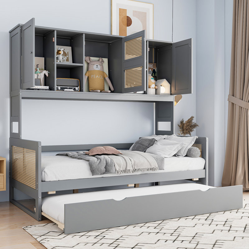 Lit de jour en bois avec couchette, Lit simple