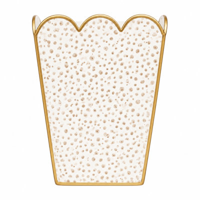 Tan Dot Square Scalloped Wastepaper Basket
