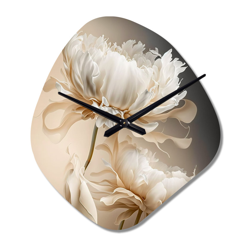Fleur de pivoine I - horloge murale en forme de pivoines, horloge murale moderne asymétrique, Grand