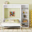 Grand lit escamotable mural avec tablettes, blanc