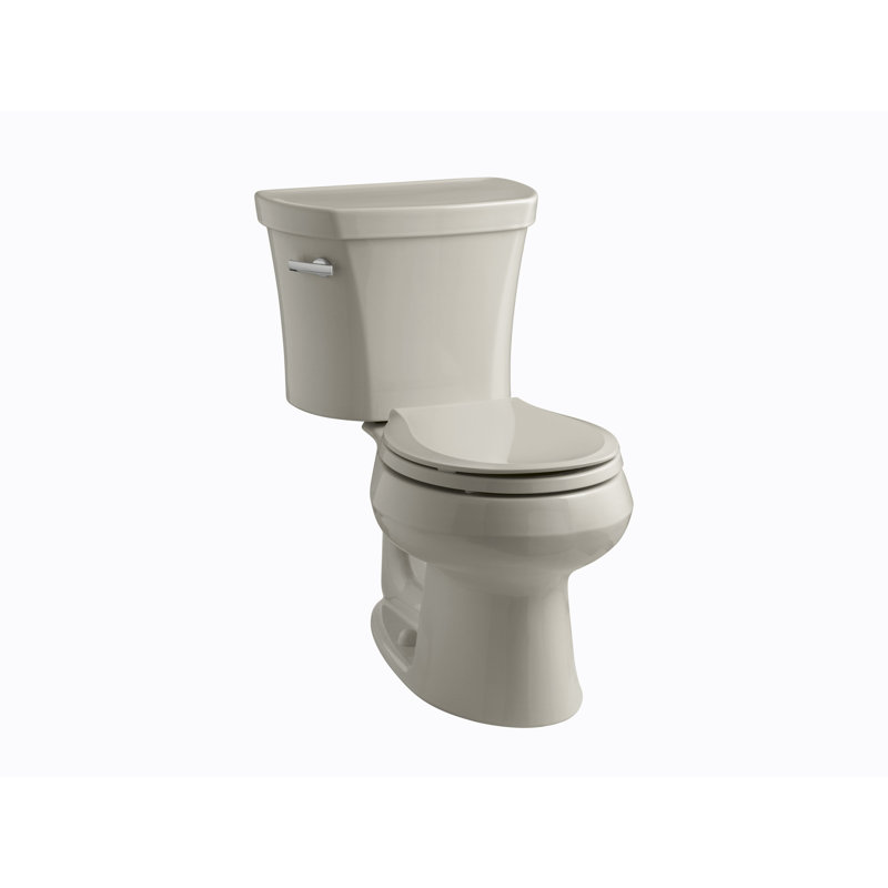 Wellworth 1.28 GPF (Water Efficient) Round Two-Piece Toilet  (Seat Not Included), Sandbar, Left-Hand