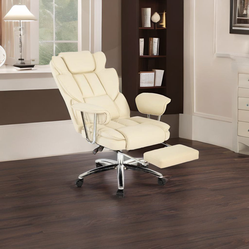 Chaise de bureau avec repose-pieds, Beige