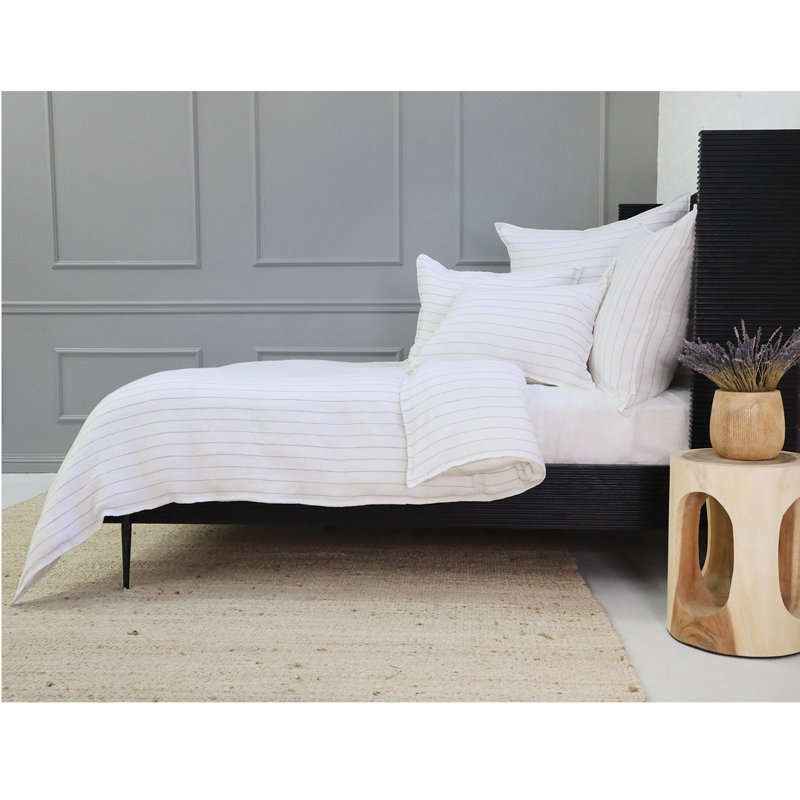 Blake Linen Shams, Euro, White/Natural