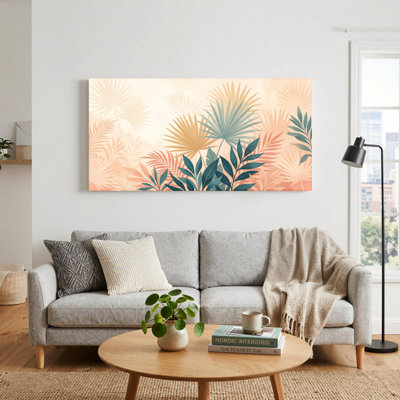 Ensemble de 1 tableau sur toile à motif de feuilles tropicales