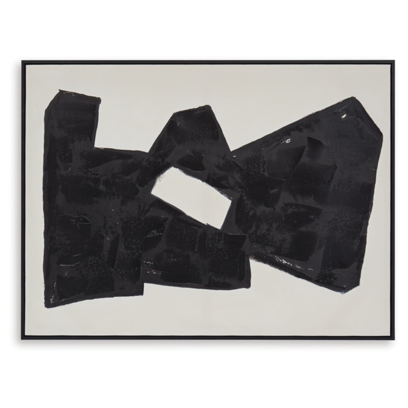 Garviery 30" x 40" Black and Beige Abstract Wall Art
