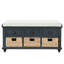 Banc de rangement rustique avec 3 tiroirs et 3 paniers-1870674321