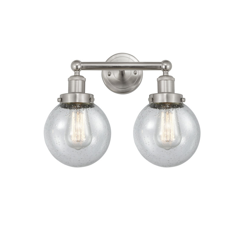 Éclairage pour meuble-lavabo à 2 lumières à intensité variable Alfonsa, Mercurisé, Nickel satiné brossé
