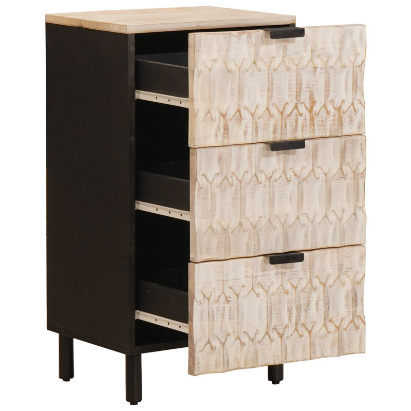 40cm W Chest of Drawers, Black/White Wash 