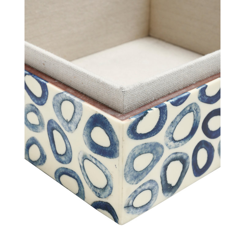 Ovoid Rectangular Box, White/Blue