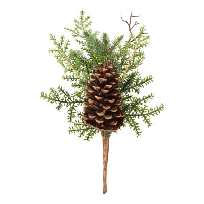20-inch Artificial Green Pine Christmas Picks with Pinecones (Set of 12)
