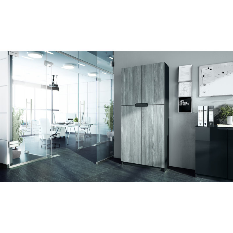 Mazeppa 4 -Door 4 -Shelf, Matt black/Dark grey