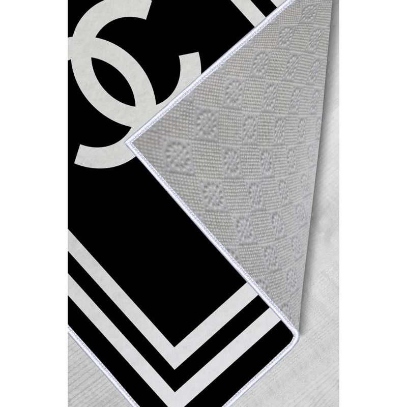Tapis noir / blanc Buckley, Rectangle 5 pi 11 po x 9 pi 2 po