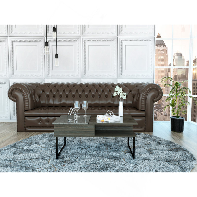 Atlanta Lift Top Coffee Table, One Shelf, Carbon Espresso / Onyx