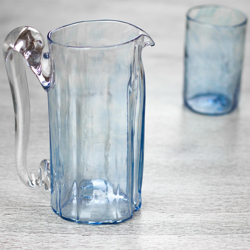 Verre soufflé artisanal artisanal 21 oz. Pichet, Bleu