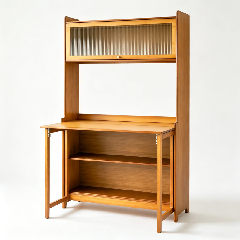 Table pliante en bambou avec tablettes de rangement pour petits espaces Bureau à domicile