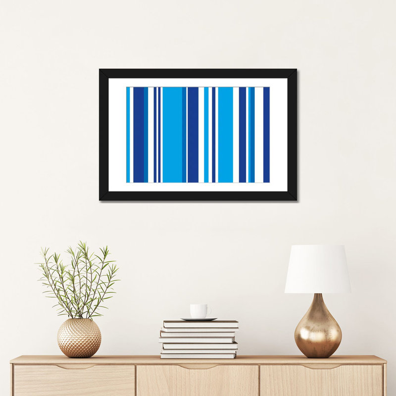 « stripeed », impression sur toile tendue Falsterbo, H 24 po x l 32 po x P 1 po, Papier d'art encadré noir, Blanc