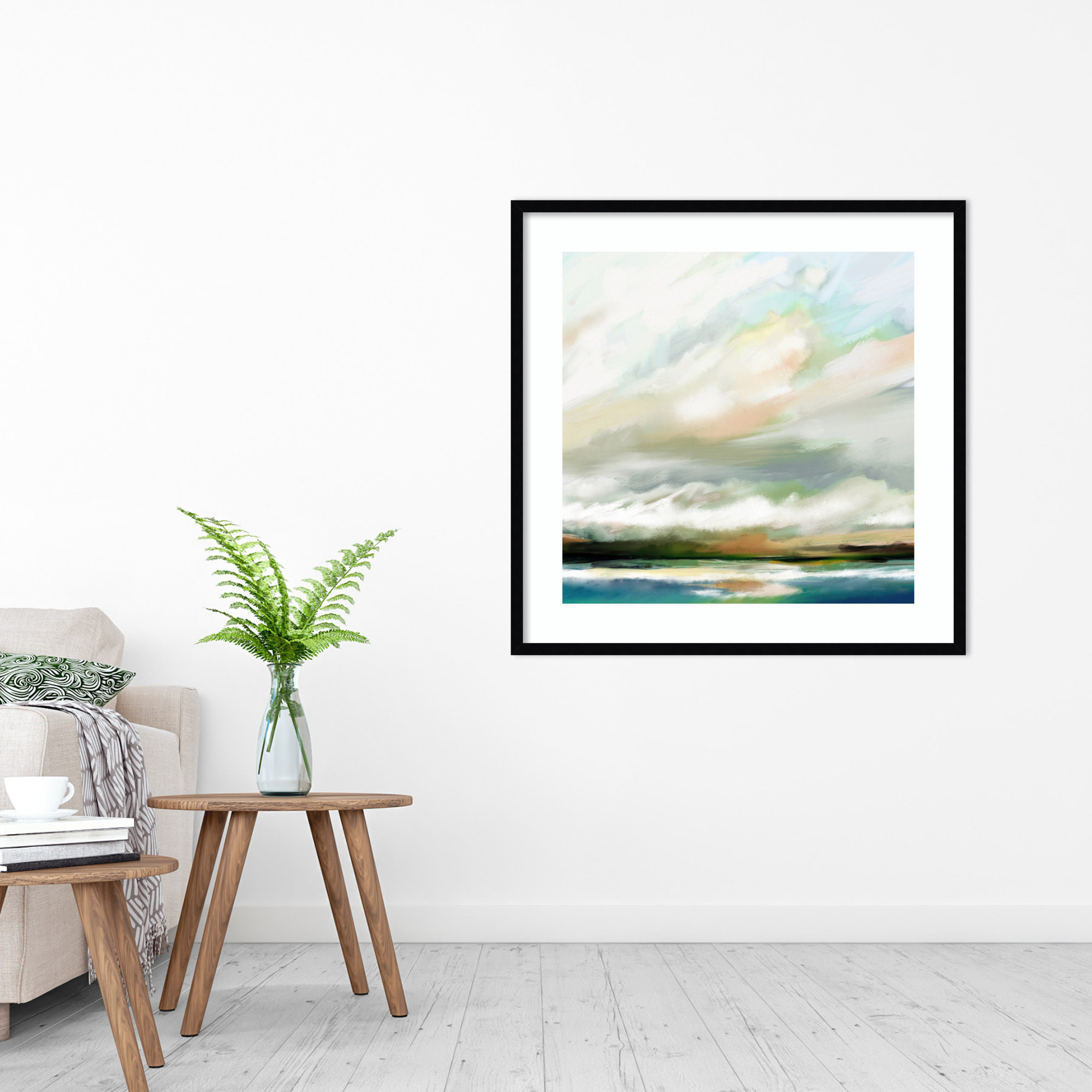 Sunday Morning by Mary Sparrow, Noir Black, 33" H x 33" W, Framed Print