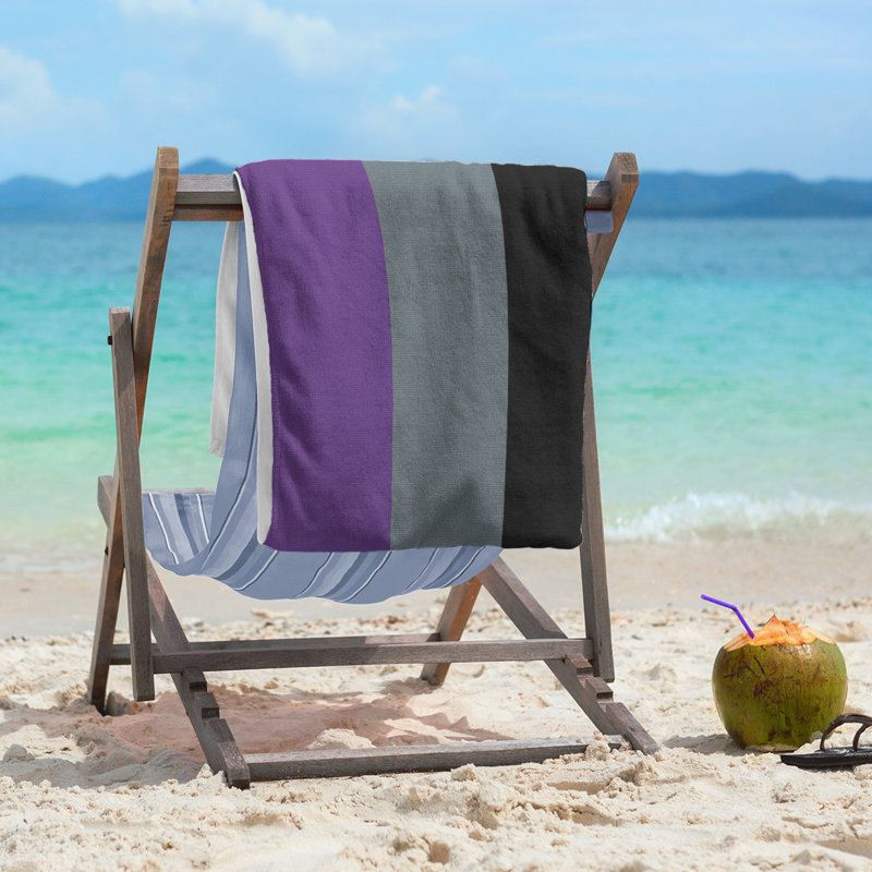 Cotton Blend Lightweight Beach Towel, Purple/Slate Gray/Black