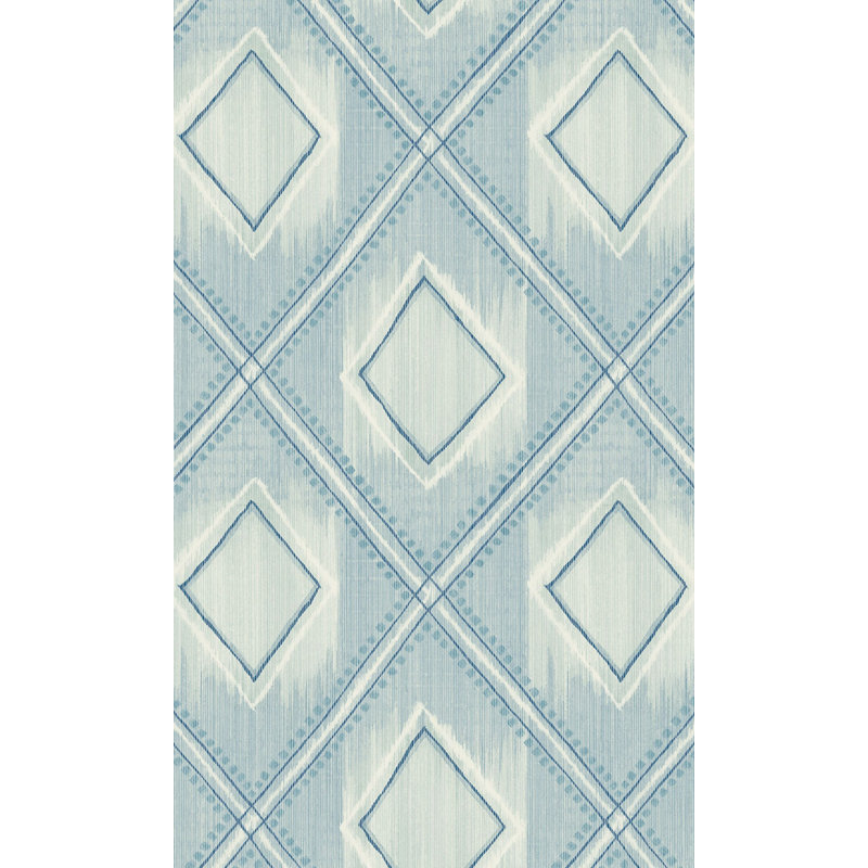 Papier peint Genghis Ikat, Bleu clair / blanc