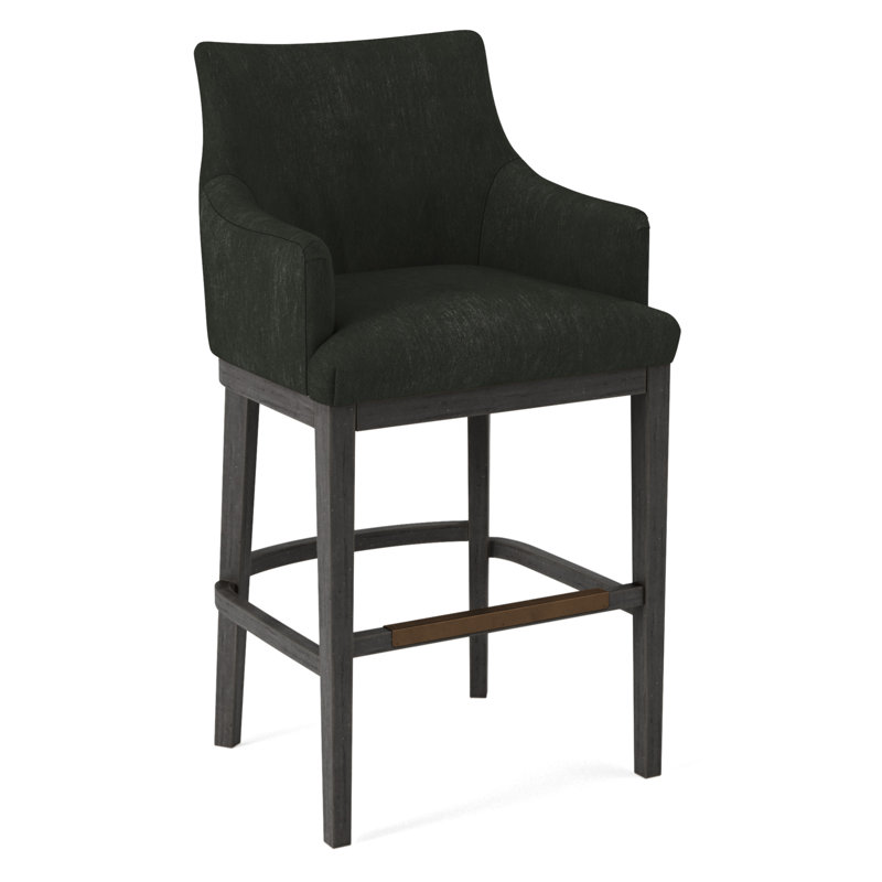 Upholstered Stool, Salvador Asphalt, Black