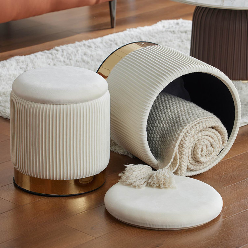 OTTOMAN WITH STORAGE SET OF 2 WHITE