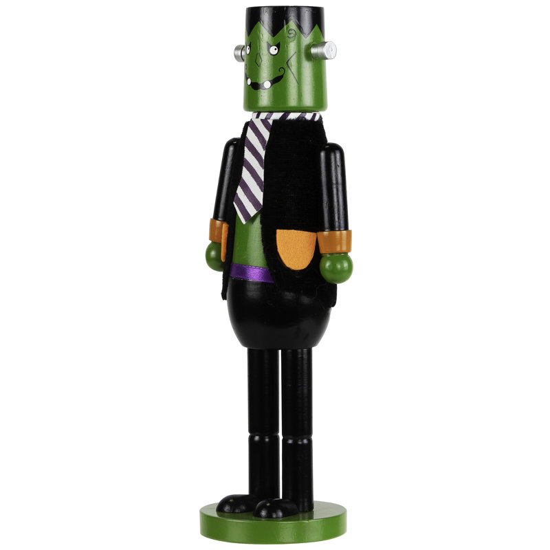 Figurine d'Halloween casse-noisette de Frankenstein - 10,5 po - vert et noir