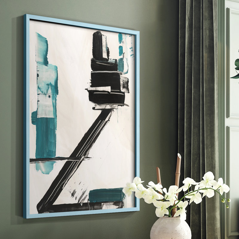 Geometry Notes IV Framed Print - Solid Wood, Blue, 10" H x 8" W