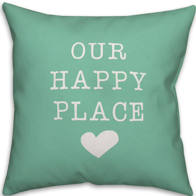 Textual Outdoor Throw Pillow, 16" H x 16" W, Mint Green