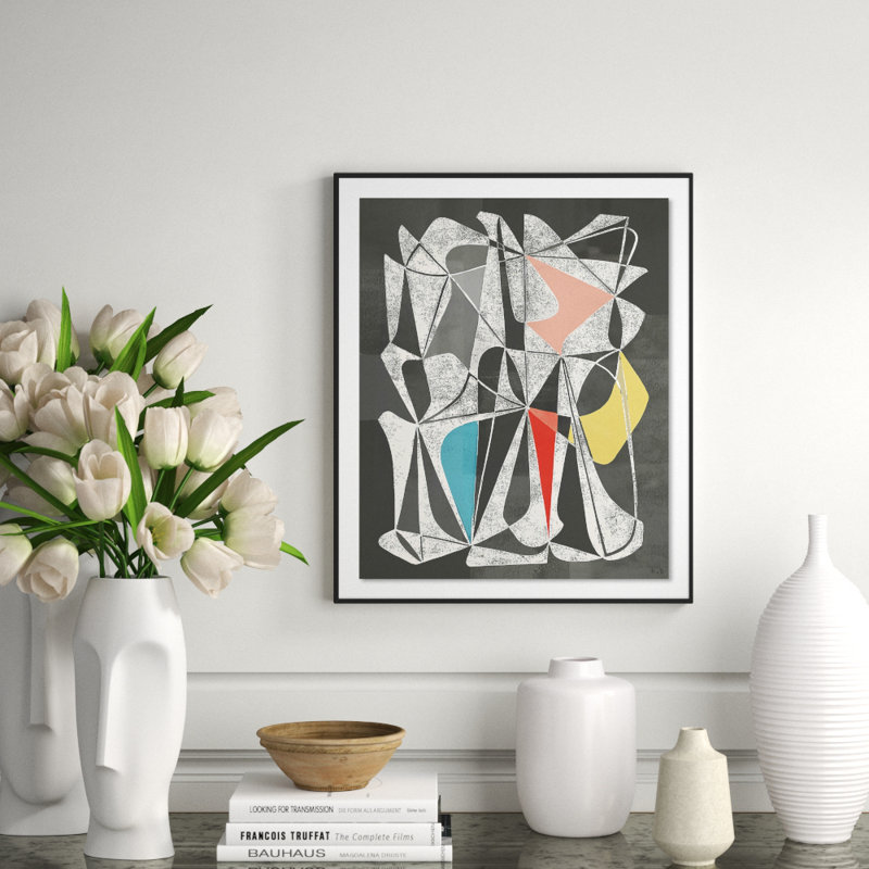 Vedene Print by Bangbouh Studio, 24" H x 20" W x 1.5" D, Black, Light Gray/Red/White/Gold/Blue