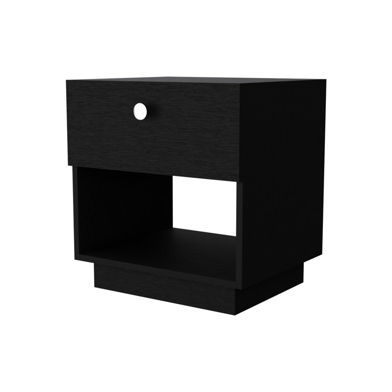 Table de chevet noire pour chambre à coucher avec 1 tiroir et rangement moderne, Noir